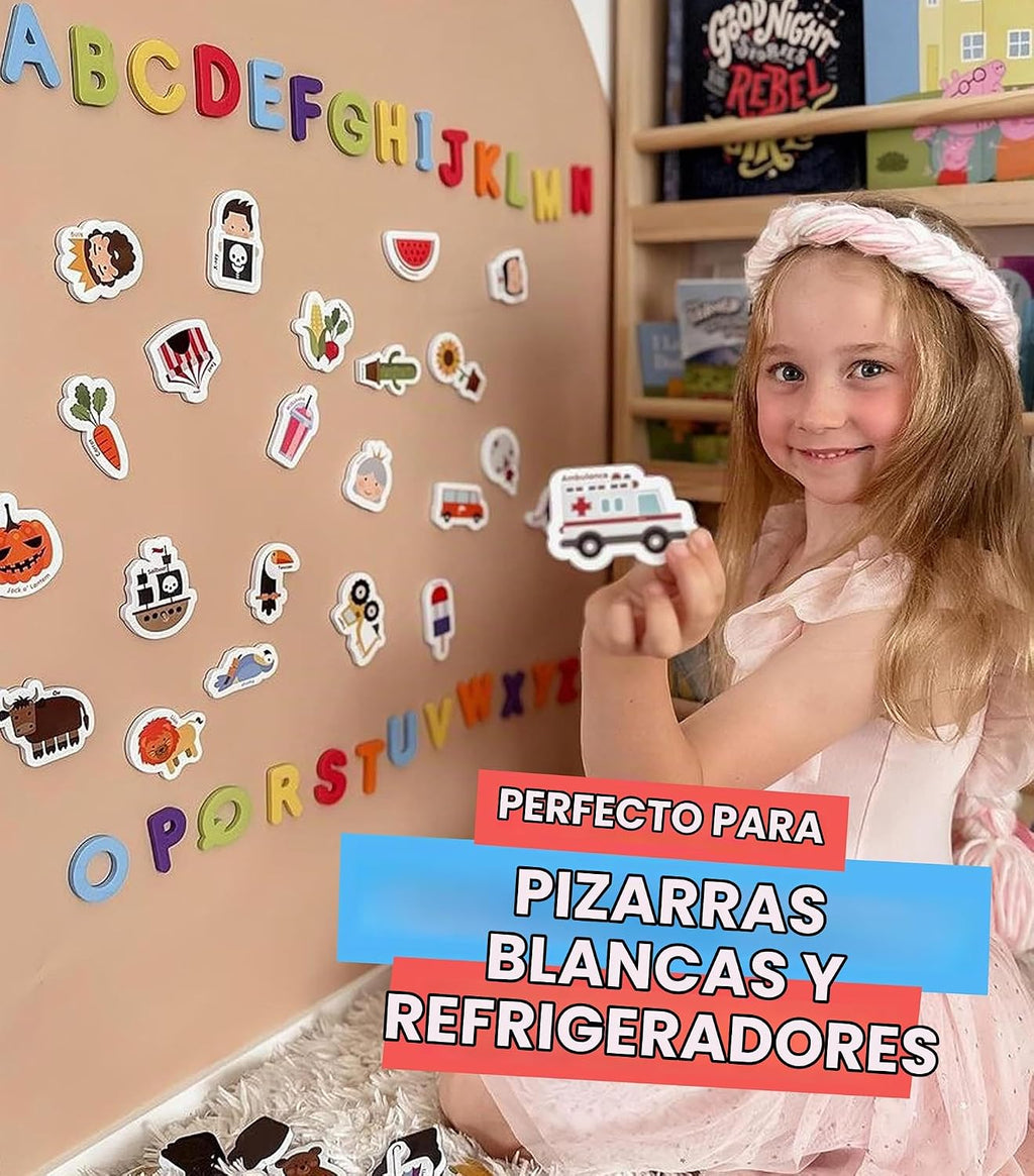 El Curioso Colón Objetos magnéticos y letras. Juego de 78 imanes
