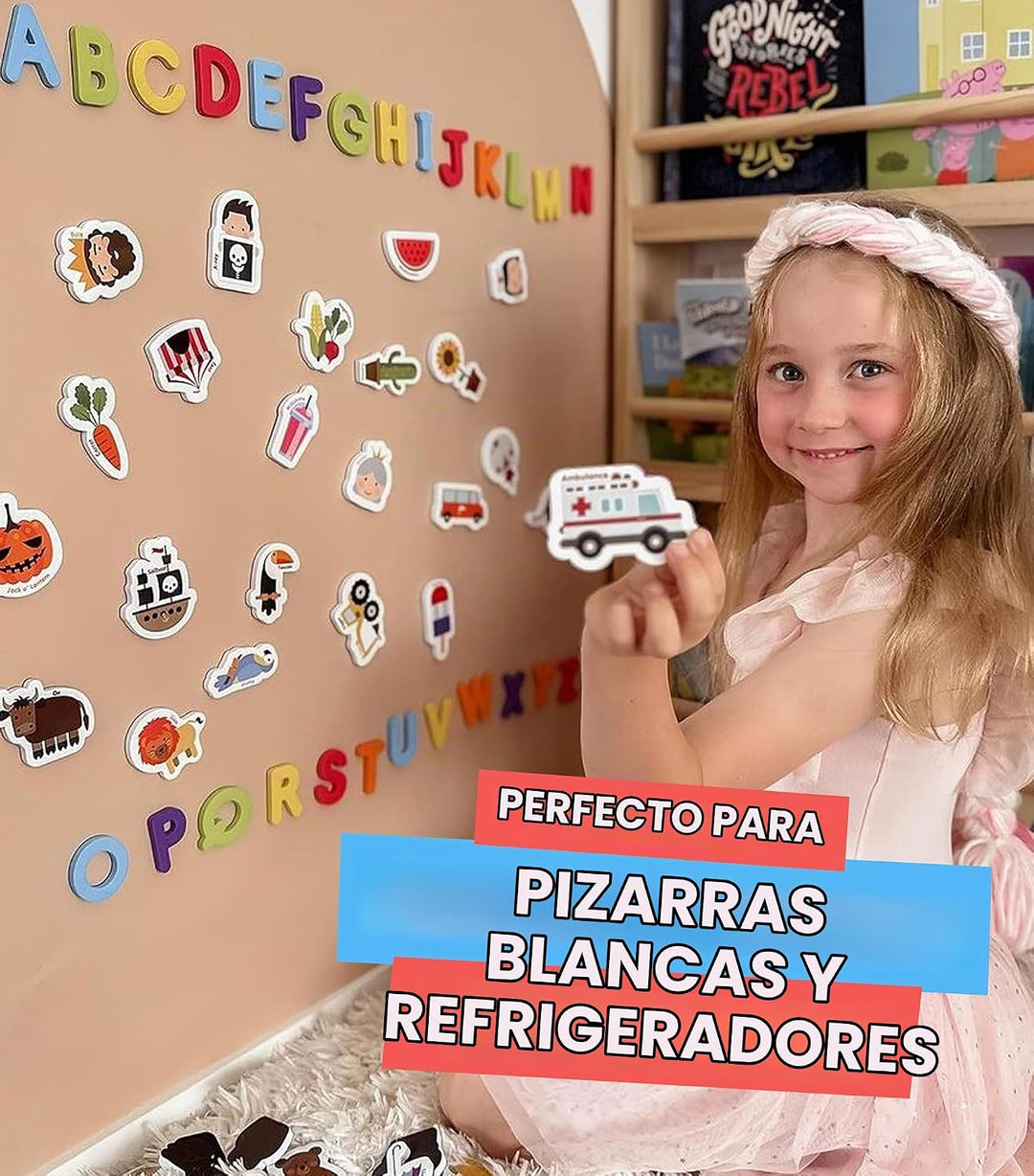 El Curioso Colón Objetos magnéticos y letras. Juego de 78 imanes de...