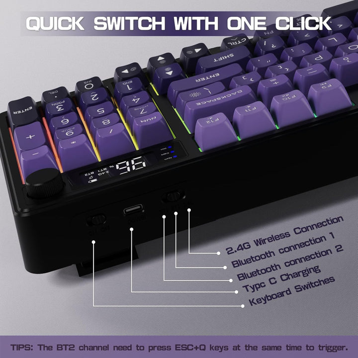 LexonElec M96 - Teclado inalámbrico, perfil bajo, membrana para esc...
