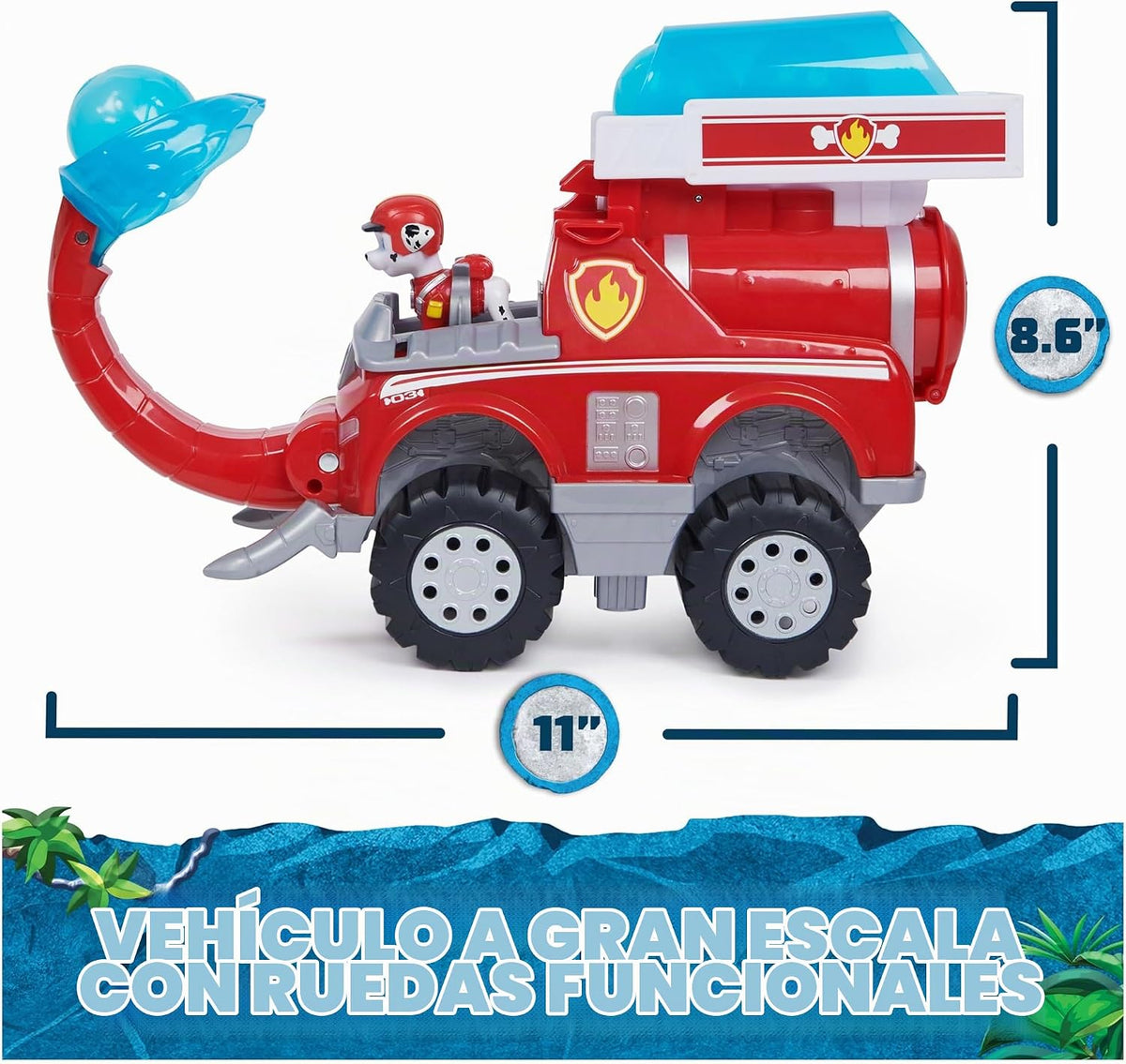 Paw Patrol Jungle Pups Marshall Camión de Bomberos Elefante y Figura de Acción