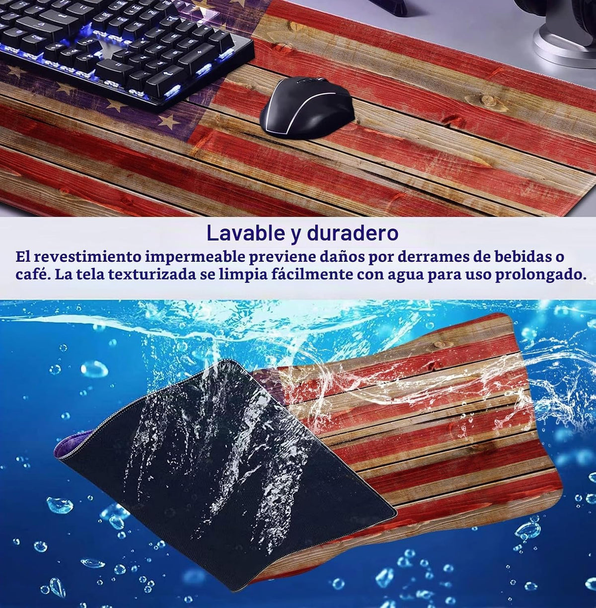 Mouse Pad de Bandera Americana para Gaming, Adecuado para Oficina y Estudio