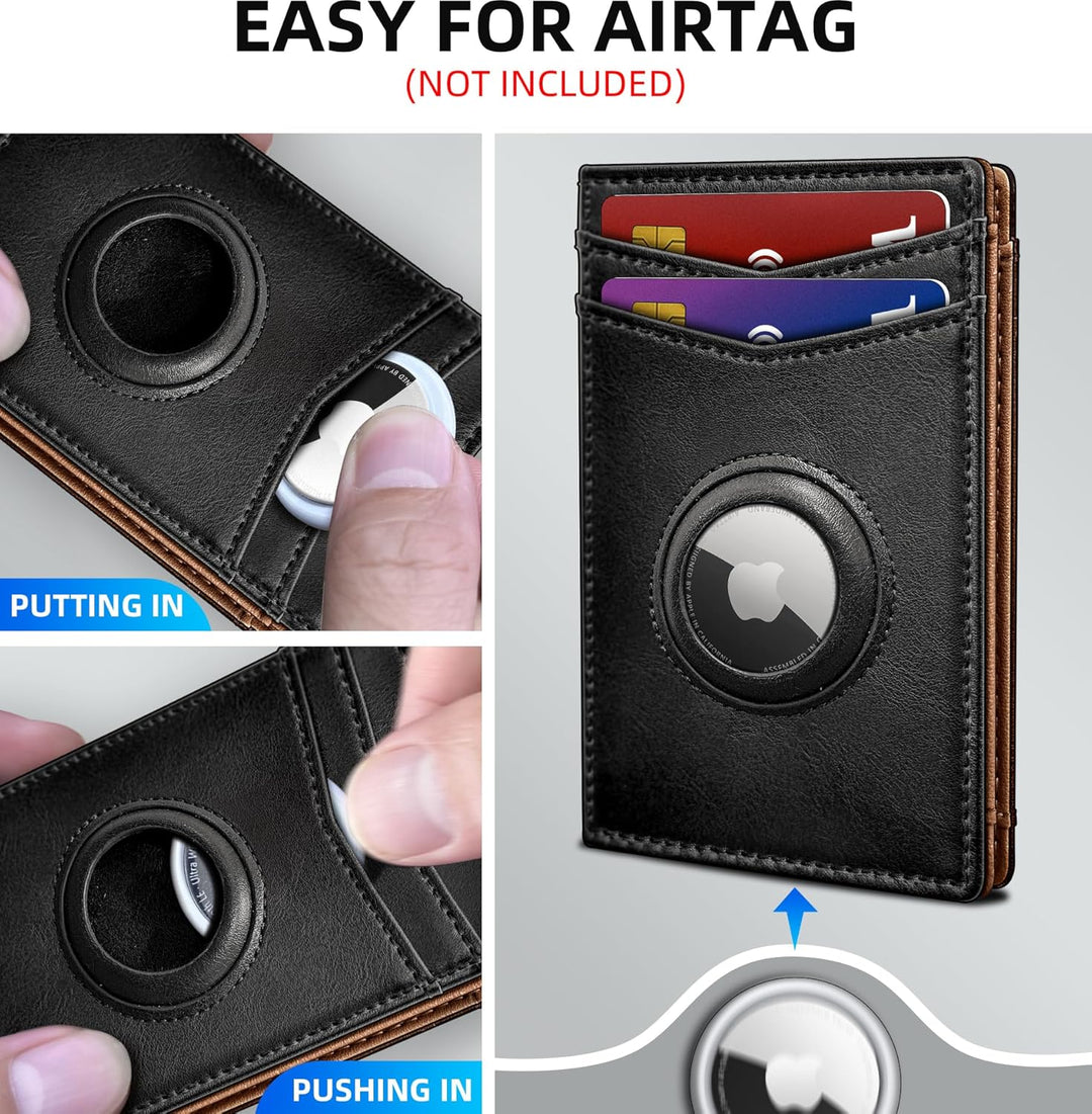 miyozi Billetera Airtag para hombre, con clip para dinero, caja de...