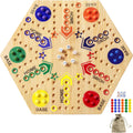 Wooden Board Game, Original Marble Game Double Sided 2-6 Player,15 Inch