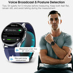 AMOLED - Relojes inteligentes de pantalla grande de 1.56 pulgadas para hombres y mujeres, reloj con monitor de presión arterial con bolsa de aire con frecuencia cardíaca