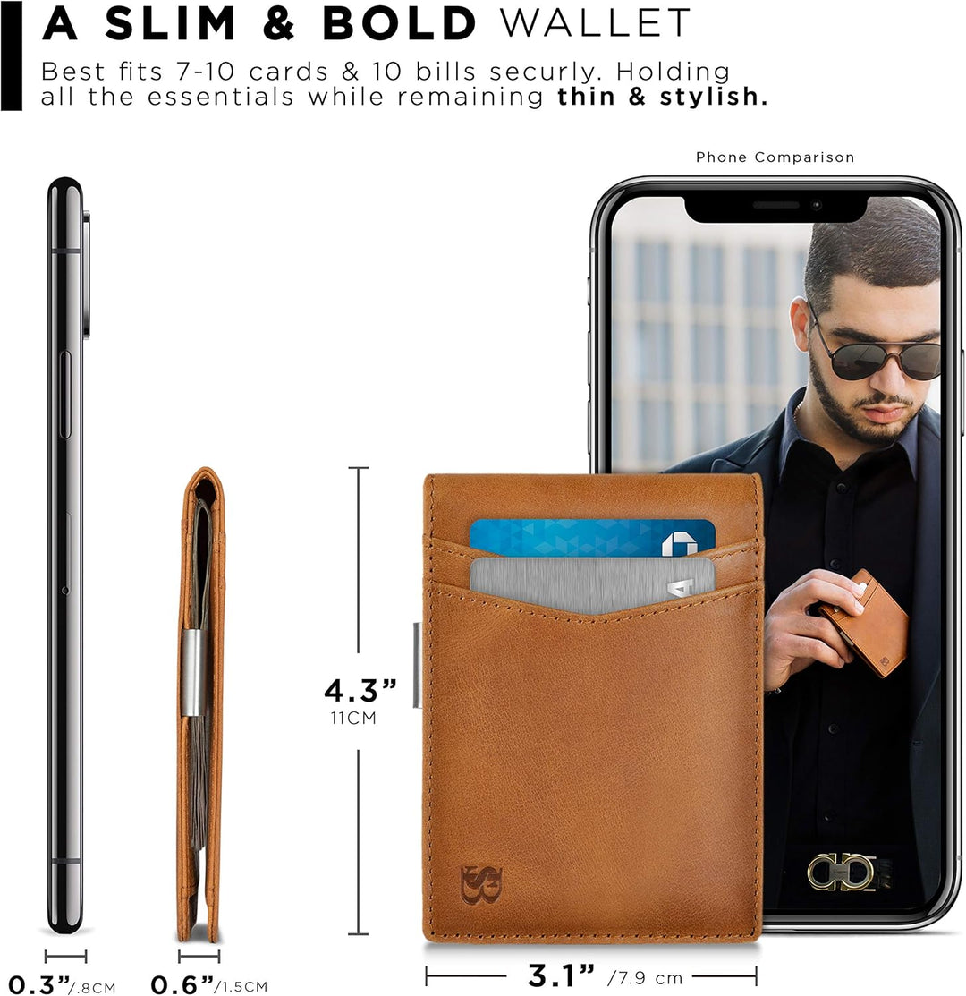 SERMAN BRANDS Money Clip Wallet - Mens Wallets slim Front Pocket RF...