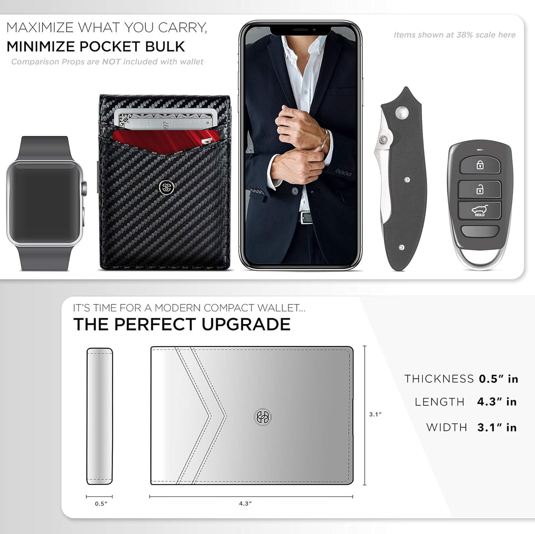 Suavell Billeteras delgadas para hombres. Cartera plegable minimali...