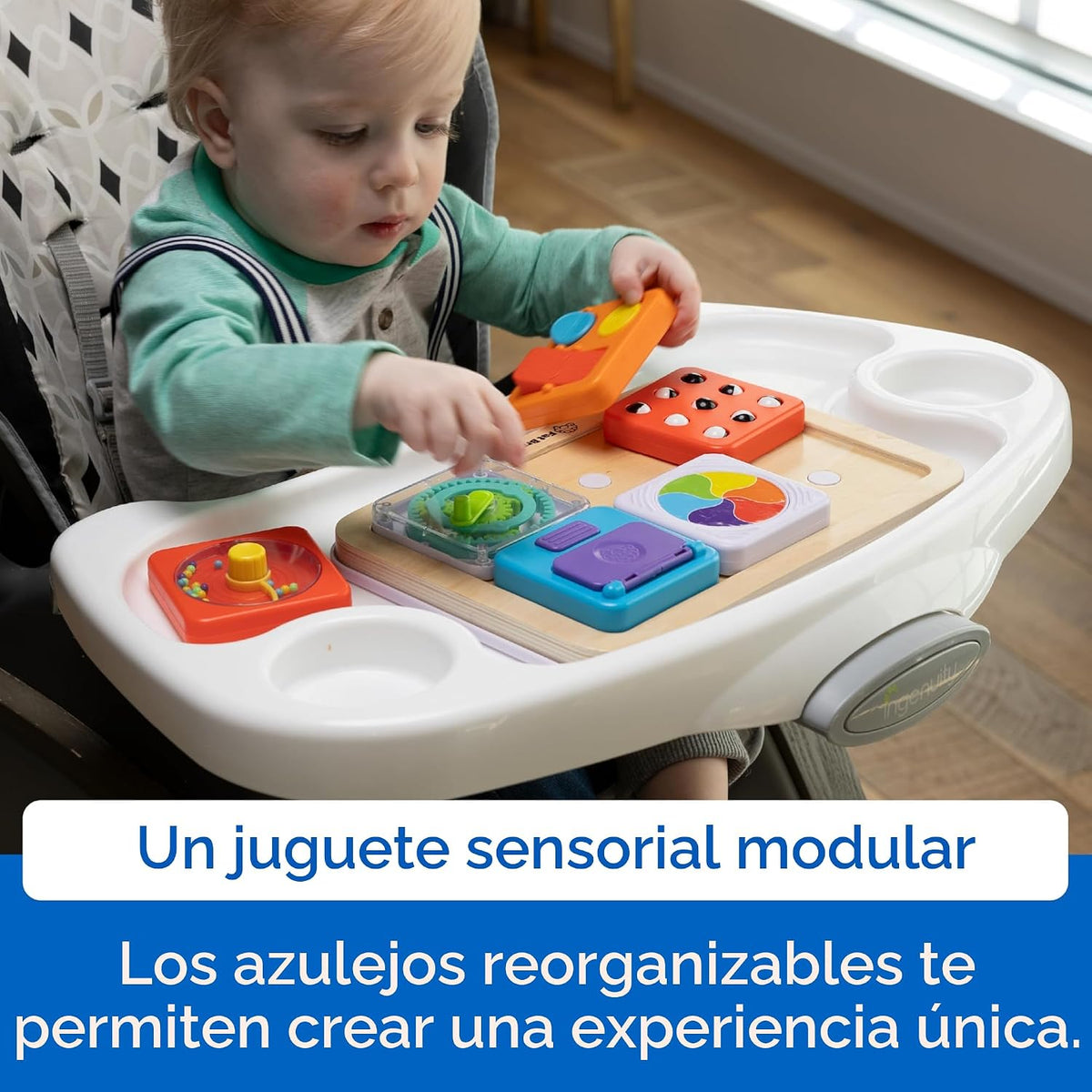 Fat Brain Toys PlayTab Essentials, tablero modular de actividades sensoriales, tablero de actividades para niños pequeños y bebés a partir de 12 meses