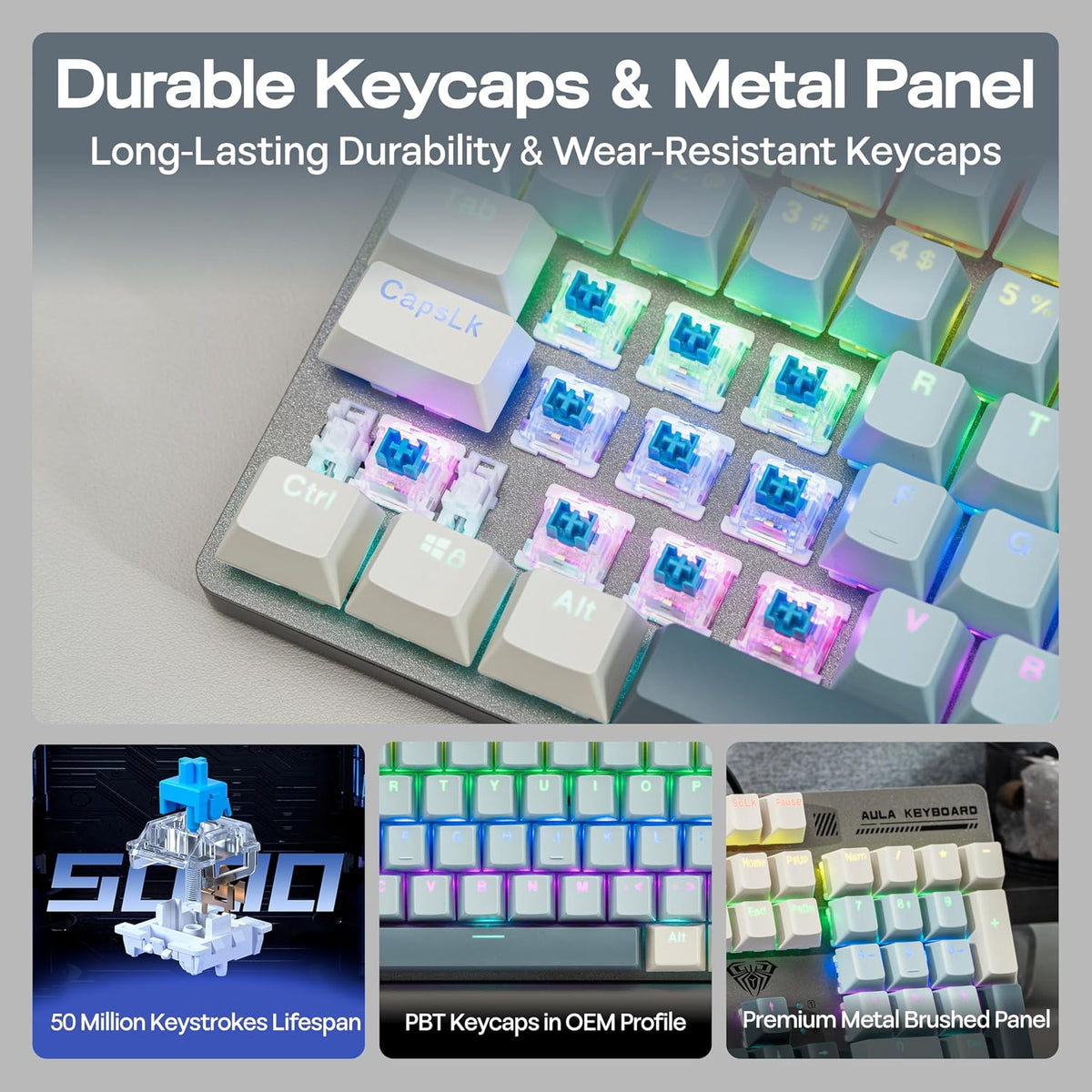 MechLands Aula S500 Teclado para juegos con cable, teclado mecánico...