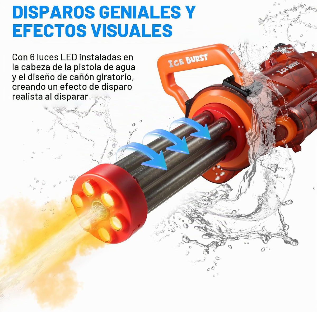 Gatling - Pistola de agua eléctrica con tanque de mochila, barril de