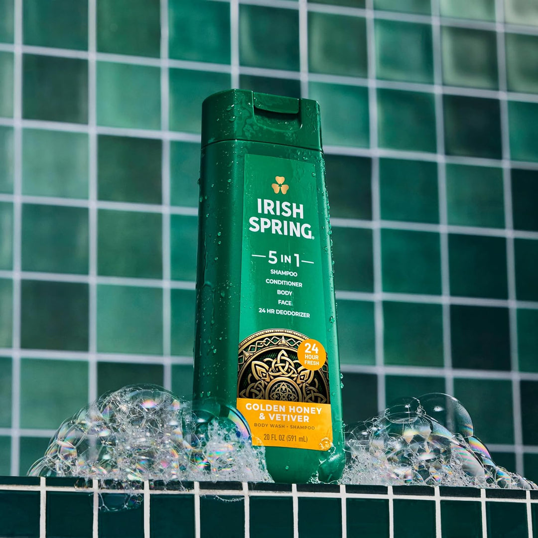 Irish Spring Gel de baño hidratante 5 en 1 para hombres, champú, ac...
