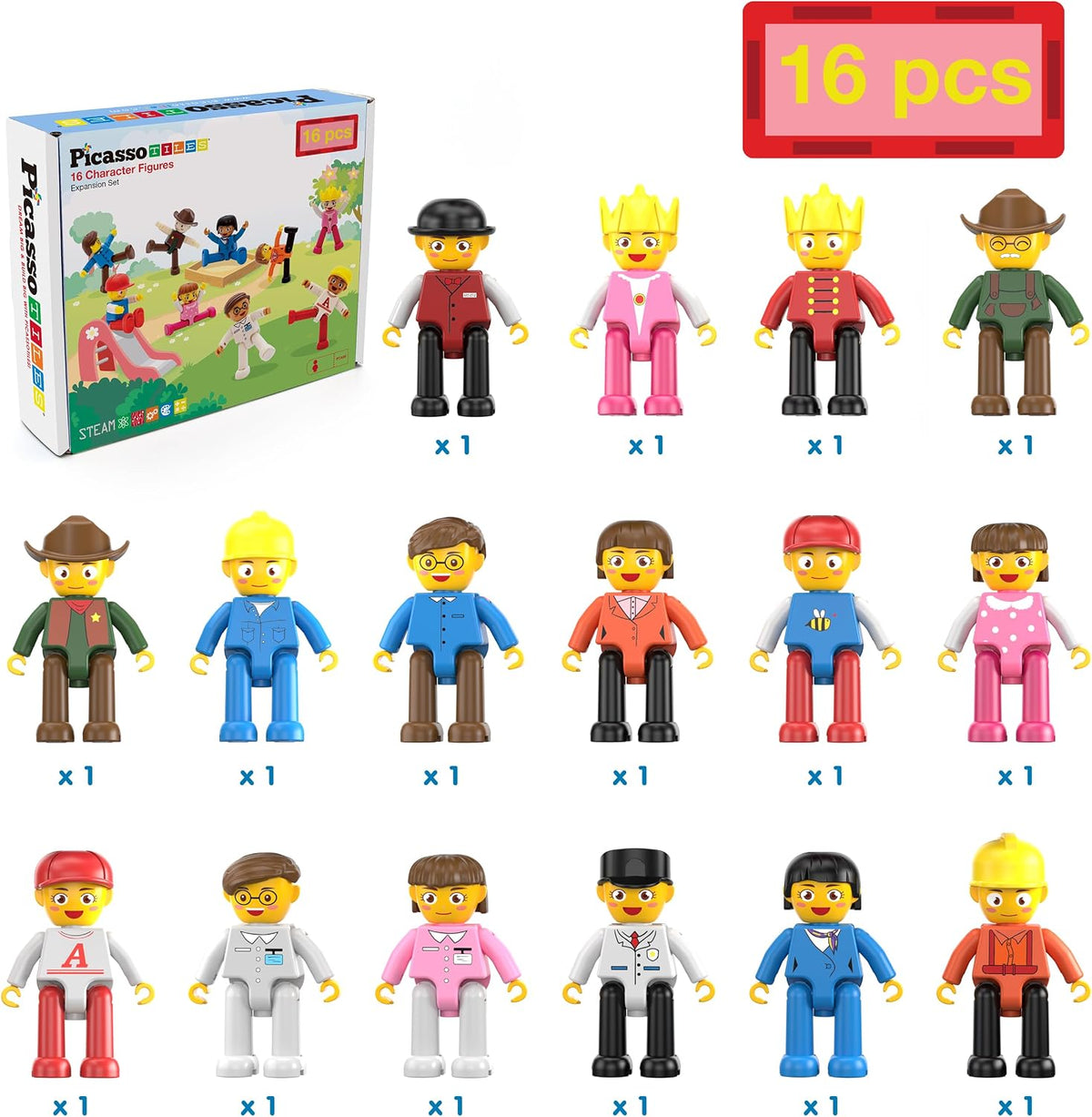 PicassoTiles - Juego de figuras de acción magnéticas para niños pequeños, con imán de expansión, kit educativo de aprendizaje STEM de simulación de juego para construcción, bloques de construcción, baldosas para desarrollo cerebral infantil