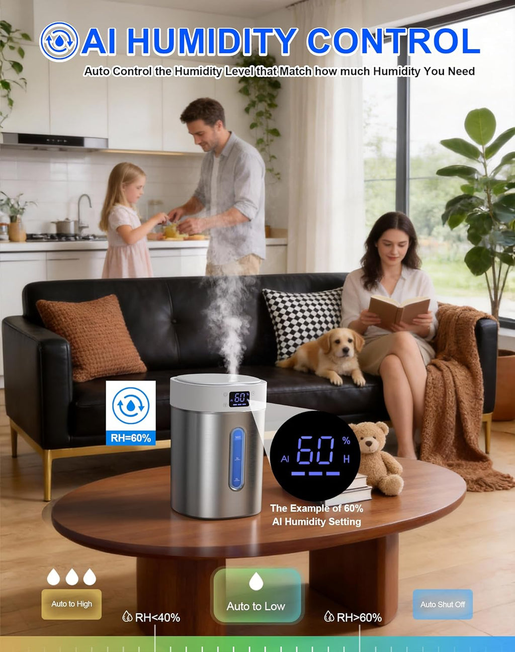 Humidificadores de acero inoxidable para dormitorio, habitación