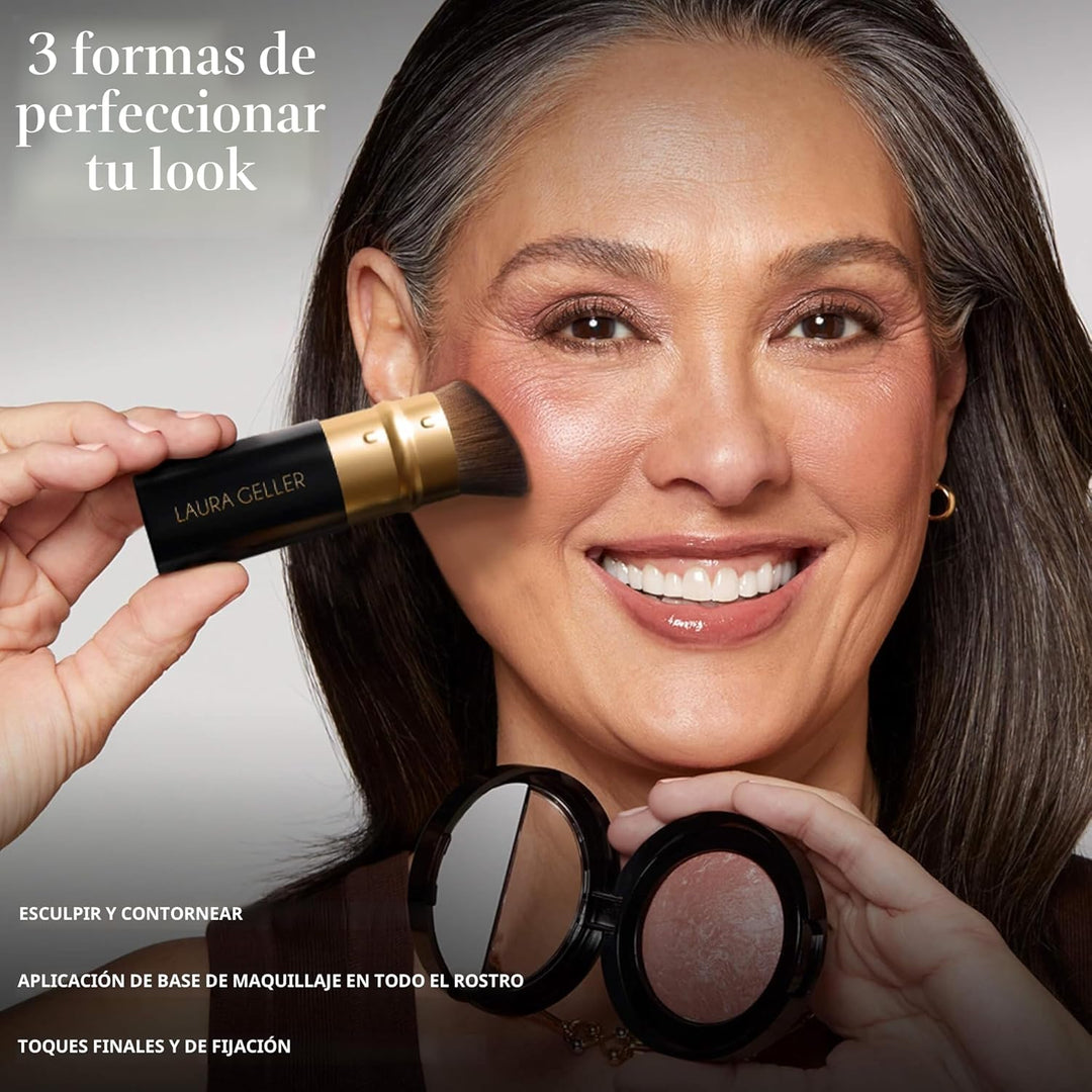 LAURA GELLER NEW YORK - Brocha retráctil color negro con mango de a...