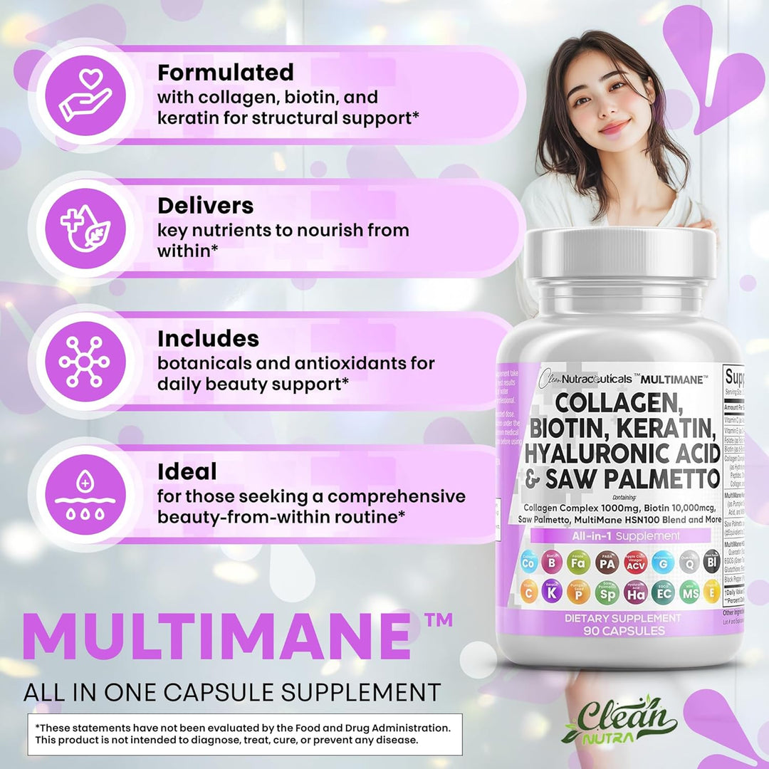 Clean Nutraceuticals Pastillas de Colágeno 1000mg Biotina 10000mcg...