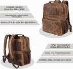 LEATHER VILLAGE Mochila de cuero para hombre de trabajo, Canela, Resistente
