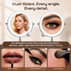 Dienmern Espejo de maquillaje 1X/30X con luces, espejo de tocador con
