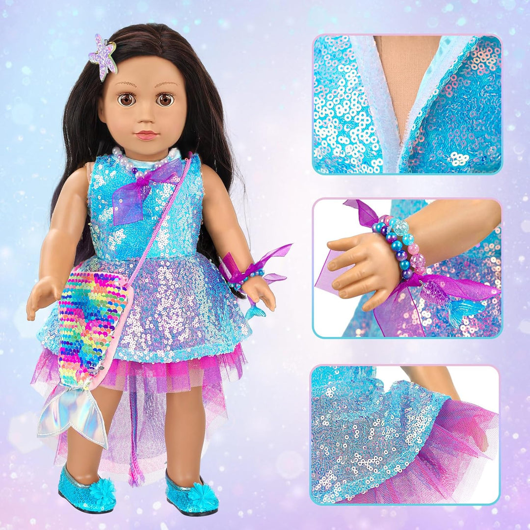 Ropa y accesorios de maquillaje para muñecas de 18 pulgadas america...