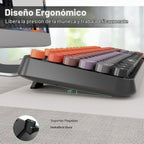 FOPETT Combo de teclado y mouse inalámbricos, 2.4G de tamaño completo, V2020 Negro Naranja