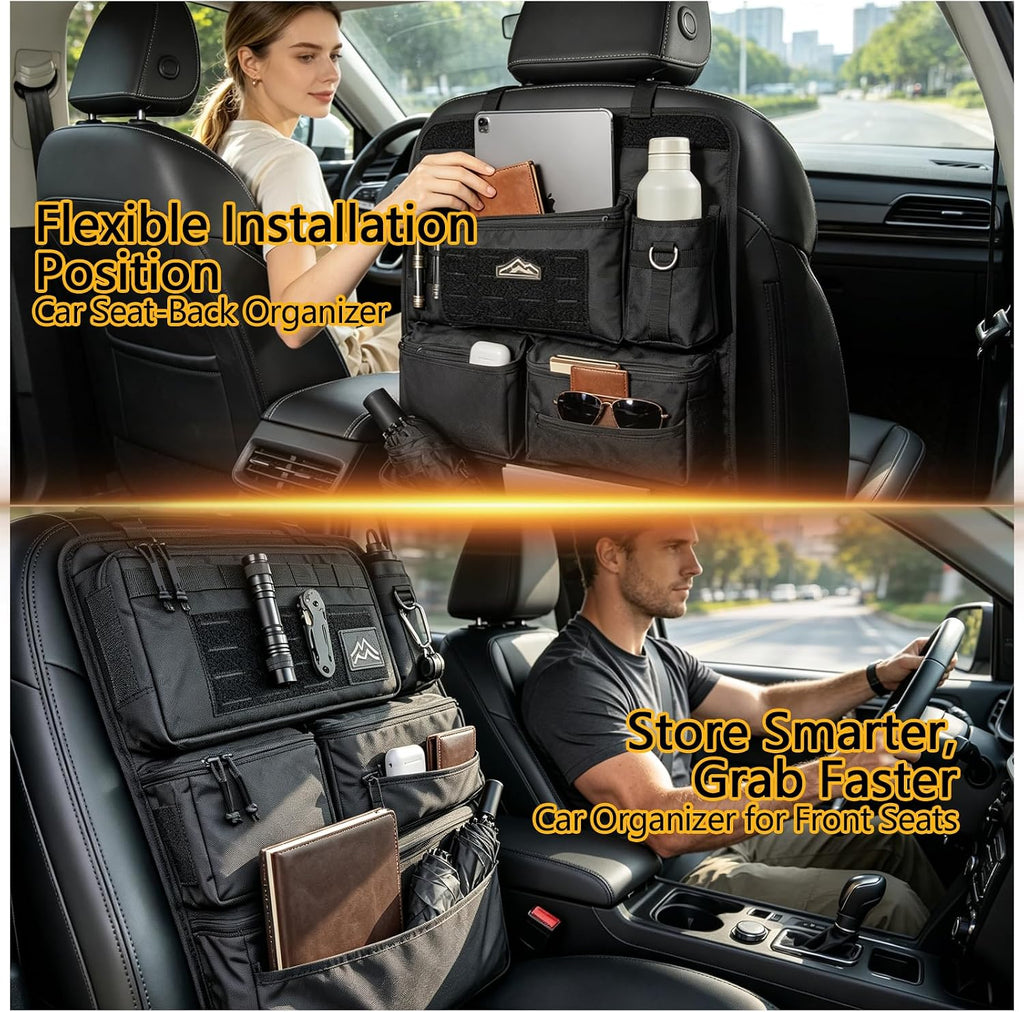 Organizador de asiento trasero táctico todo en uno para autos, SUVs, camiones y Jeeps
