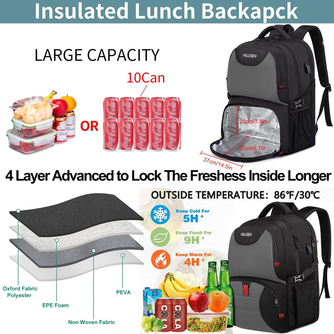 Mochila con Bolsa de Almuerzo, Mochila Hielera Aislada con Caja de...