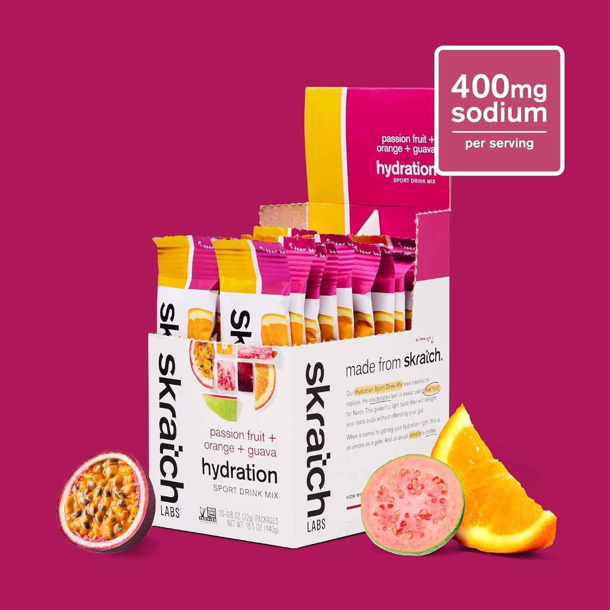Skratch Labs Mezcla de bebida de hidratación, guayaba naranja y maracuyá