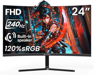 CRUA Monitor curvo para juegos FHD 240Hz de 24 pulgadas, 2800R, Fre...