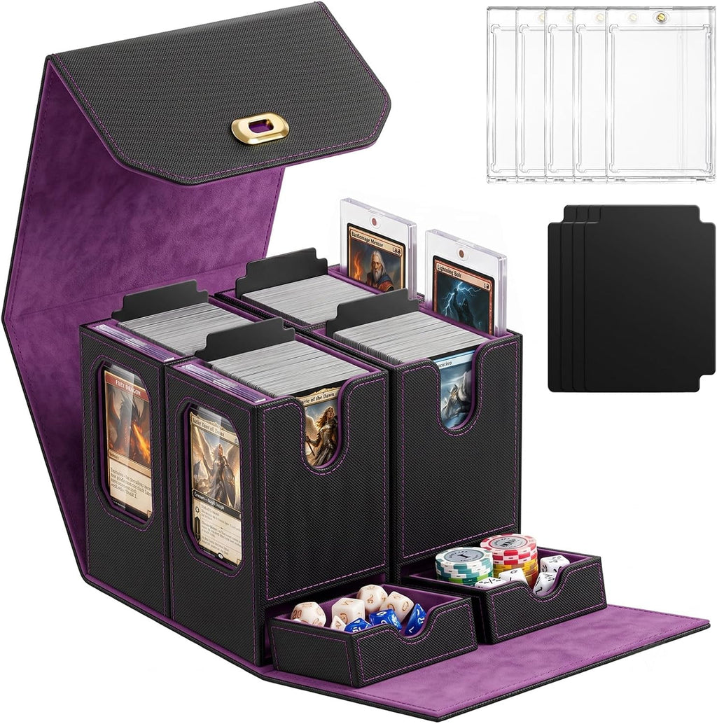 MTG Commander - Caja de almacenamiento de 4 tarjetas con asa