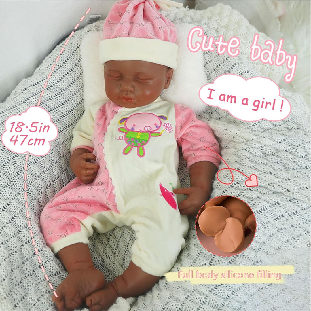 Muñeca Reborn de silicona de cuerpo completo para niña, de 18.5 pul...