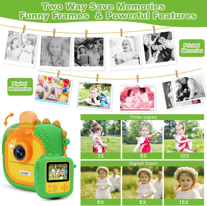 Cámara para niños con impresión instantánea para niñas y niños, 108...