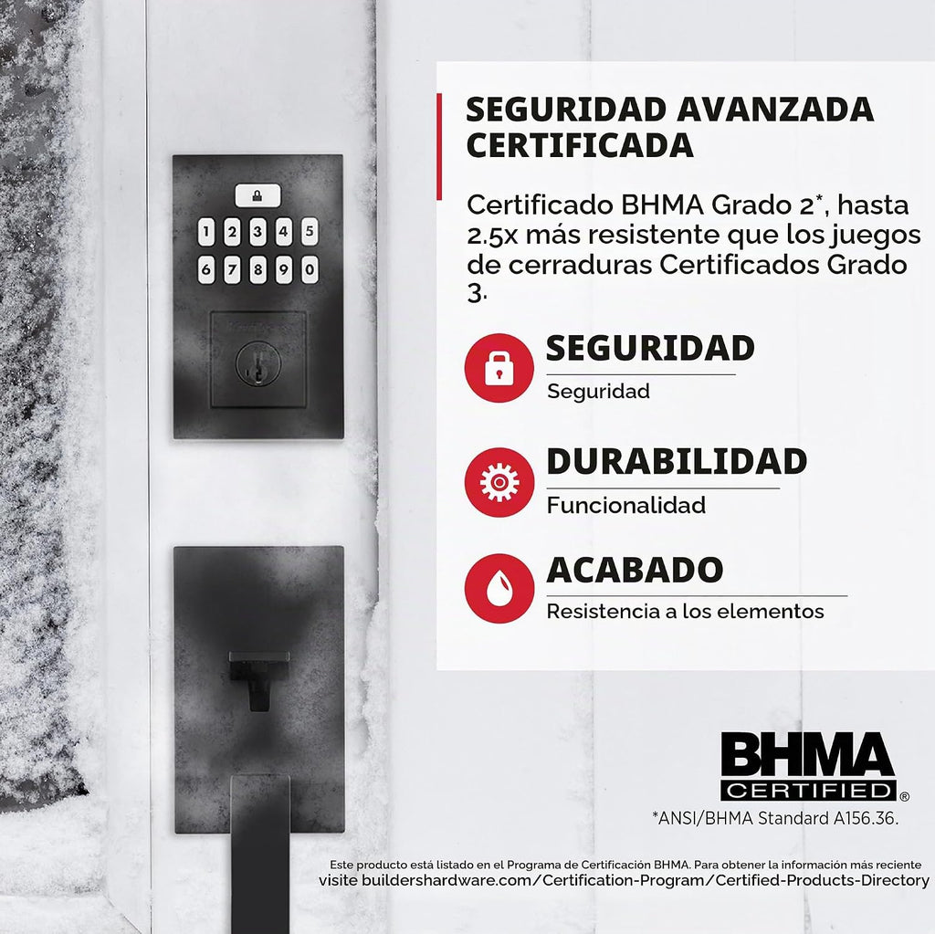 Kwikset SmartCode 260 - Cerradura de puerta con teclado electrónico sin llave con entrada automática, códigos de usuario personalizados, seguridad avanzada en negro mate contemporáneo