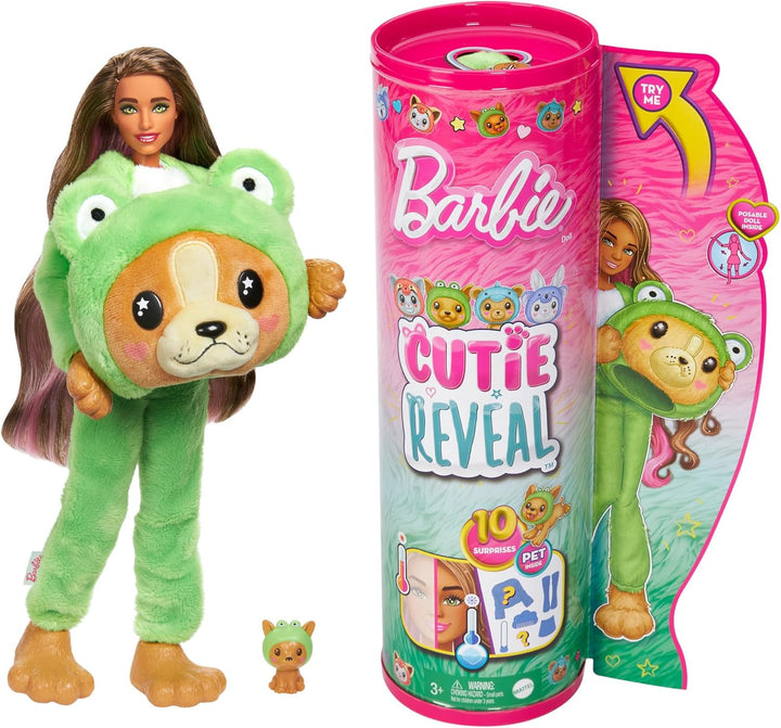 Muñeca y accesorios Barbie Cutie Reveal con disfraz de animal y 10...