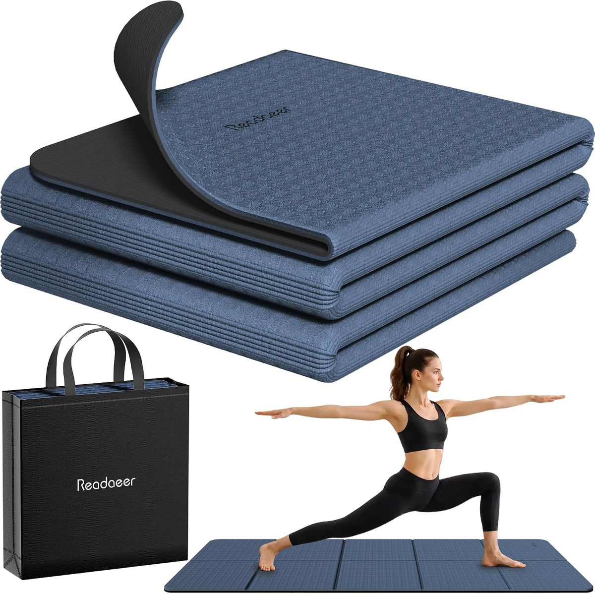 Readaeer Esterilla de Yoga Bicolor - 72"x24"x0.24" (6mm), Esterilla de Ejercicio Antideslizante TPE