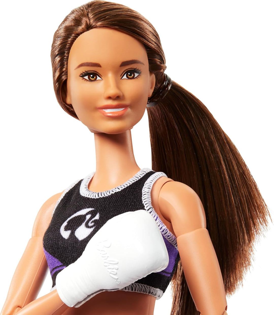 Muñeca Barbie Made to Move y Accesorios, Boxer Morena con Uniforme...
