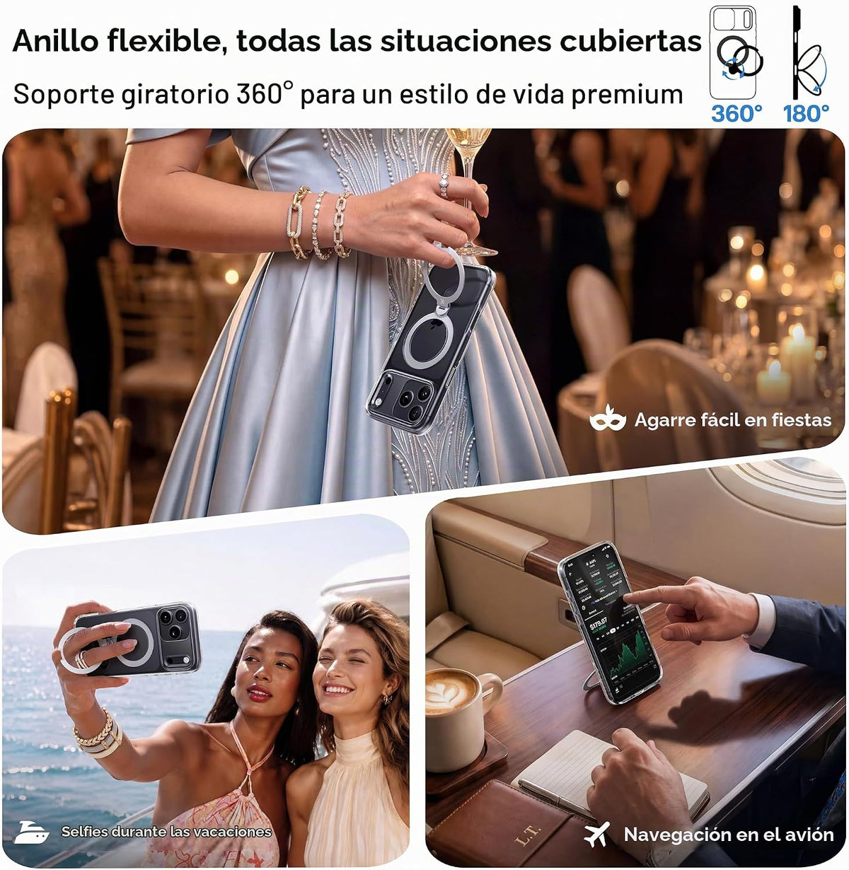 CASEKOO Funda para iPhone 17 Pro con soporte magnético giratorio de 360 grados compatible con MagSafe, protección militar contra caídas de 17 pies con soporte de 6.3 pulgadas, transparente