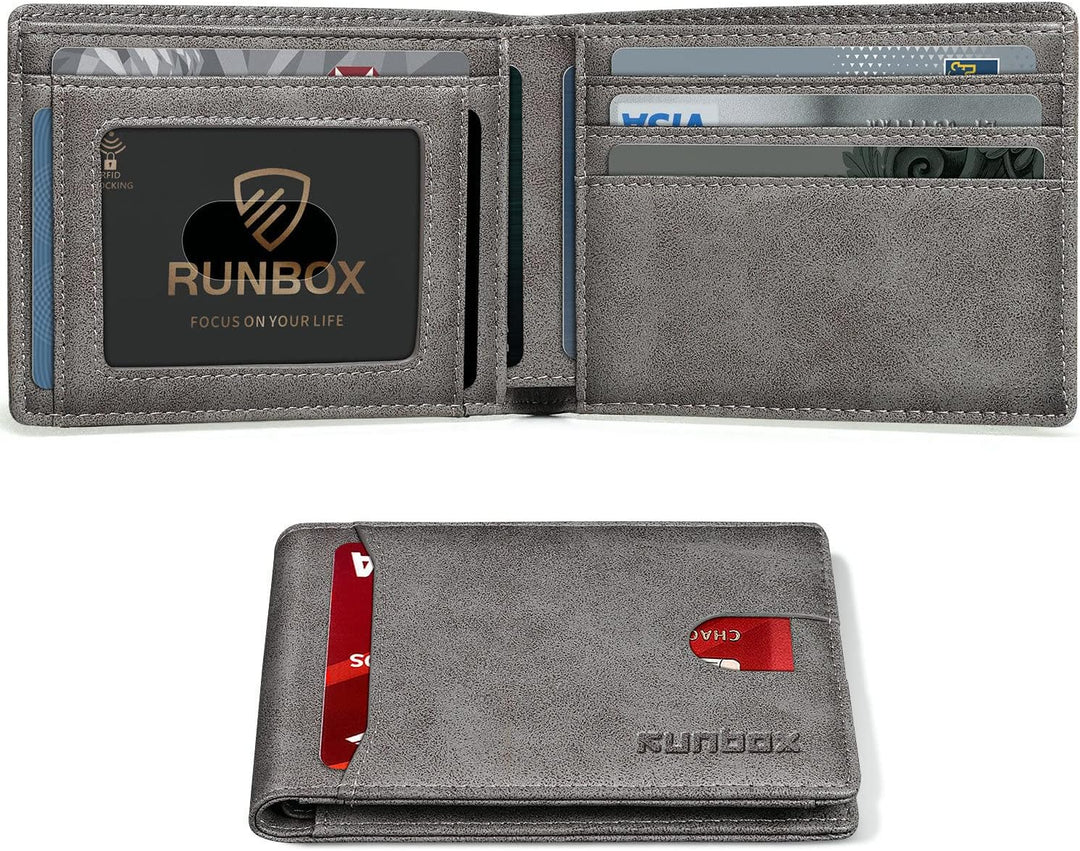 RUNBOX Cartera delgada para hombre, 11 ranuras para tarjetas de cré...