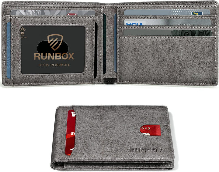 RUNBOX Cartera delgada para hombre, 11 ranuras para tarjetas de cré...