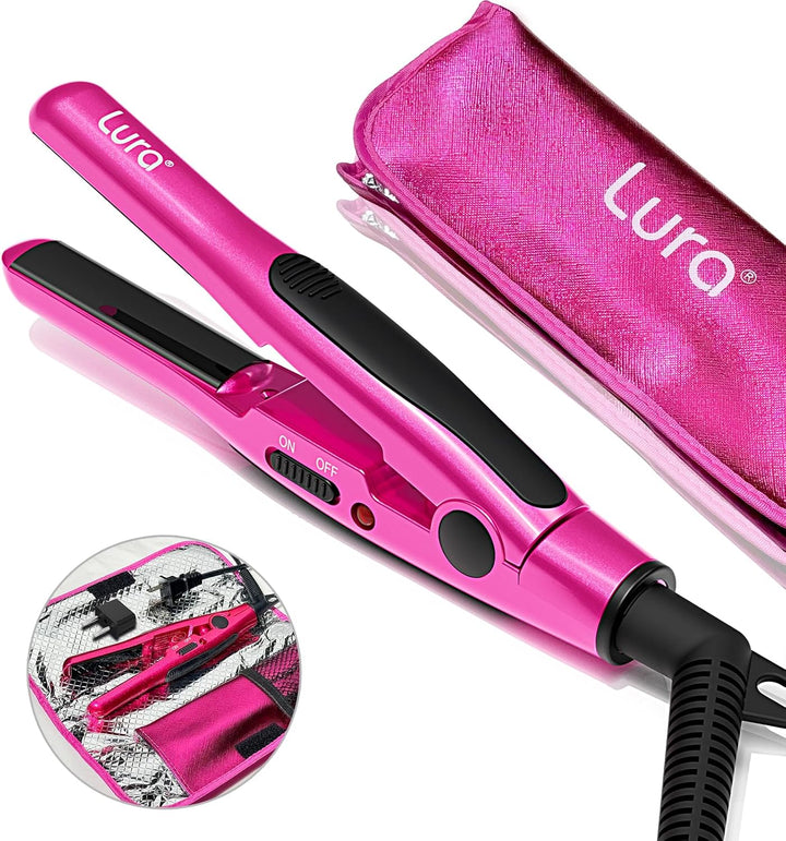 LURA Mini plancha plana para cabello corto, alisador de pelo pequeñ...