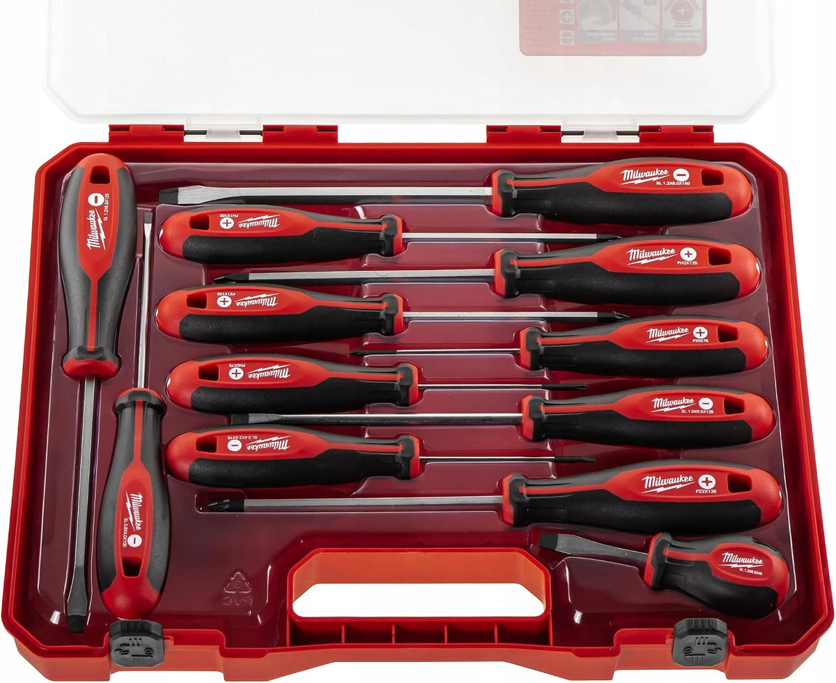Milwaukee Juego de 12 destornilladores Tri-Lobe 4932472003, rojo