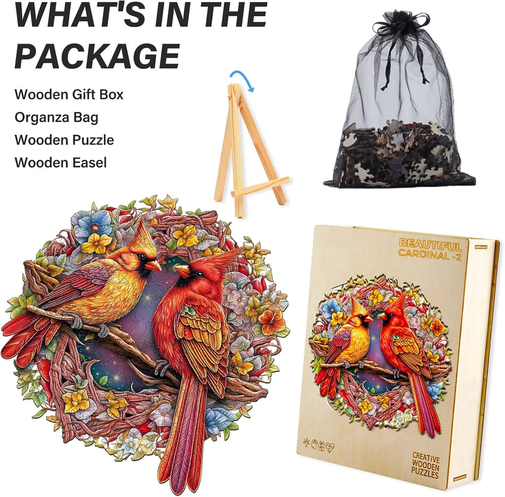 Rompecabezas de madera para adultos, juego de construcción Cardinal de madera, rompecabezas irregulares de madera para adultos, regalos de rompecabezas difíciles para amantes de los rompecabezas