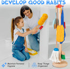 WOODMAM - Juego de limpieza de madera para niños, juguetes de limpieza para
