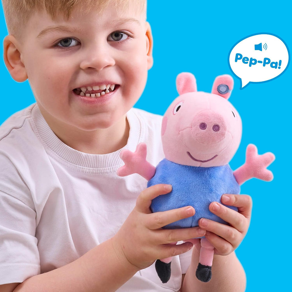 Peppa Pig George Parlante, Muñeco de peluche con voz y efectos de sonido, Peluche suave para preescolar