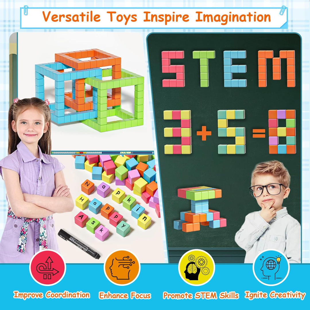 Bloques magnéticos, cubos de construcción magnéticos para niños peq...