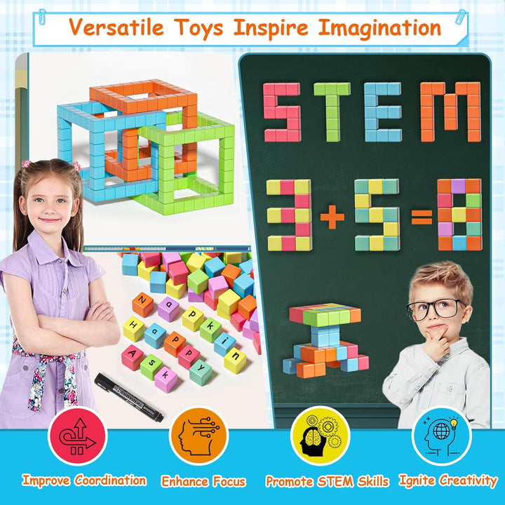 Bloques magnéticos, cubos de construcción magnéticos para niños peq...