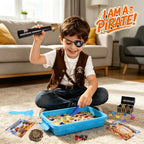 Cofre del tesoro pirata sensorial para niños con arena sensorial