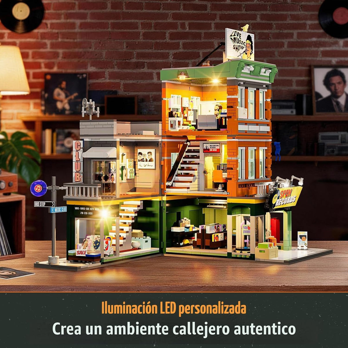 Lumibricks Record Store - Juego de construcción modular de iluminación para