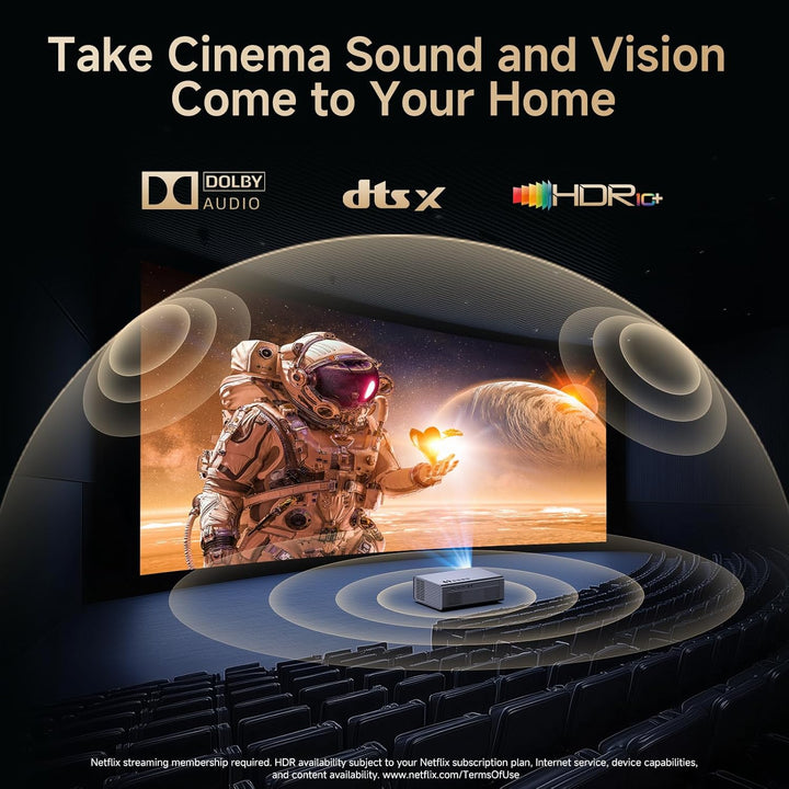 Proyector 4K con aplicaciones integradas, enfoque automático de 150...
