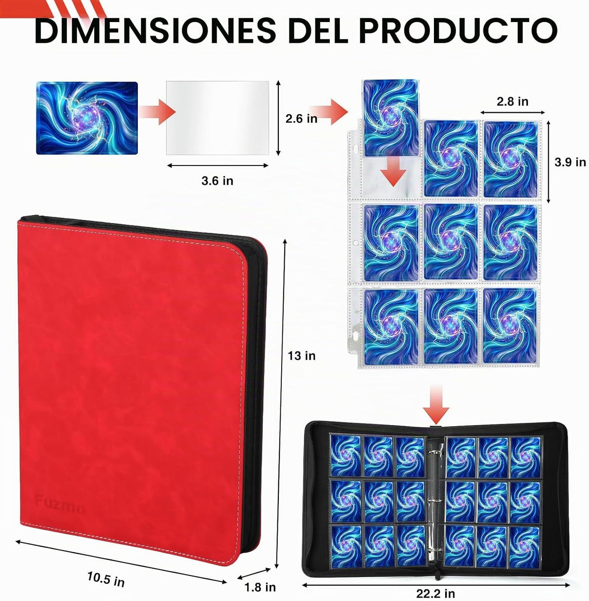 Carpeta de 9 bolsillos para tarjetas coleccionables, álbum con