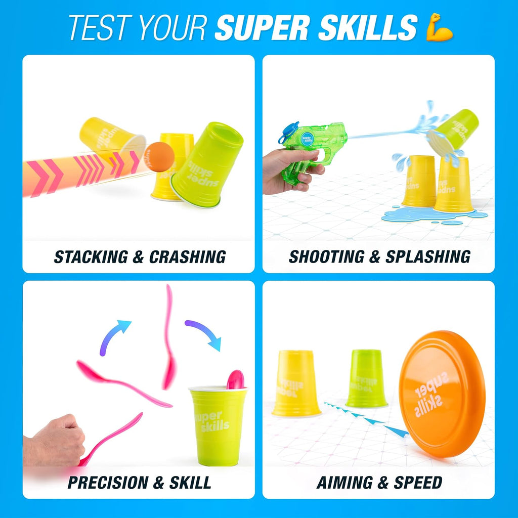 Super Skills - Juegos al aire libre - Juego de verano en el patio trasero - Actividad exterior para niños de 8 a 12 años, adolescentes y adultos - Divertida fiesta de agua para toda la familia