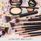 Niré Beauty Artistry Set de brochas de maquillaje profesionales, Negro y oro rosa.