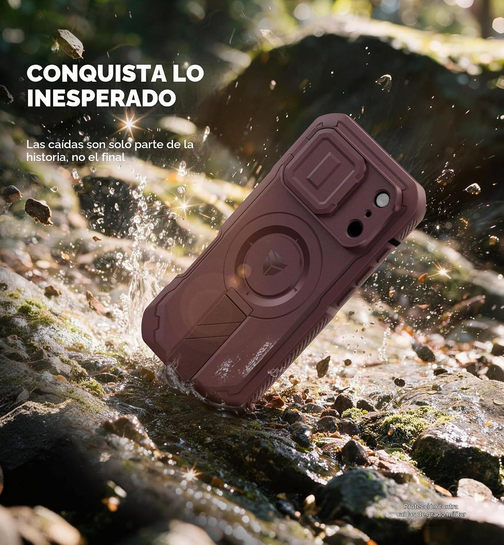 Dexnor Funda para teléfono Pro 2026/2025, [2 marcos frontales y funda abatible integrada para cámara y soporte], compatible con MagSafe, funda resistente a prueba de golpes con protector de pantalla